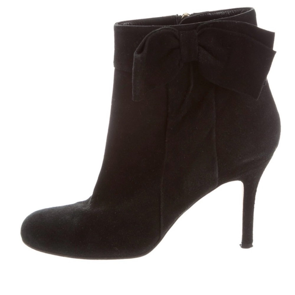 🌟🌟  Kate Spade "Kristi" Black Suede Bow Booties Sz 7